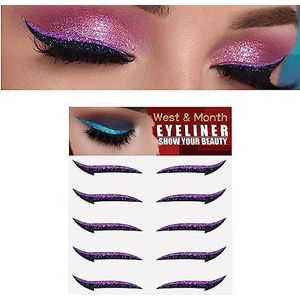 Stick On Glitter Eyeliner Strips - 5 Paar Instant Zelfklevende Eyeliner Stencil Glitter | Gemakkelijk aan te brengen, Eyeliner Tool, Sticker Eyeliner, Winged Eyeliner Stencil voor Party Eye Bigud