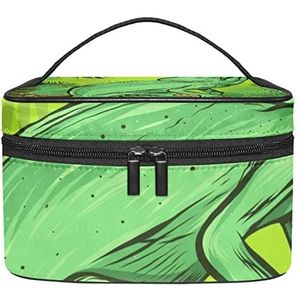 Chameleon op tak van tropische bladeren make-up organizer tas, reismake-up tas organizer case draagbare cosmetische tas voor vrouwen en meisjes toiletartikelen, Meerkleurig, 22.5x15x13.8cm/8.9x5.9x5.4in