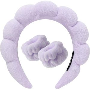 DRESHOW Spa Hoofdband voor Wassen Gezicht Polsband Pak Spons Zachte Badstof Make-up Huidverzorging Anti-slip Hoofdband voor Vrouwen