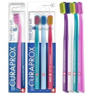 Curaprox 4 x CS 5460 Ultra Soft tandenborstel voor volwassenen met 5460 Ultra Soft Curen-borstelharen, 4 stuks, willekeurige kleur