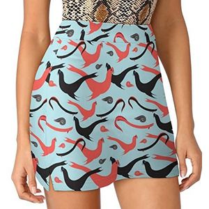 Sea Lions Dames Skorts Hoge Taille Tennisrok Gelaagde Korte Mini Rok Culottes Skorts Met Zakken M