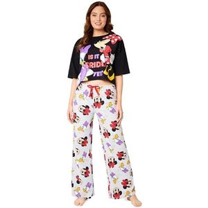 Disney Stitch damespyjamaset, knusse nachtkleding, lange pyjama's, comfortabele loungewear voor volwassenen, tieners, Stitch cadeaus voor vrouwen, Zwart/Grijs Minnie, XL