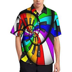 Regenboog Piano Toetsenbord Spiraal Muziek Hawaiiaanse Shirt Voor Mannen Zomer Strand Casual Korte Mouw Button Down Shirts met
