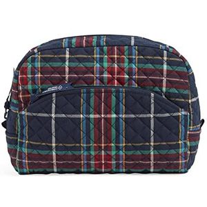 Vera Bradley Katoenen Grote Kosmetische Make-uporganisatorzak, Tartan Plaid - Gerecycleerd Katoen, É, Tartan Plaid - Gerecycled Katoen, Eén maat, Katoenen grote cosmetische make-up organizer tas