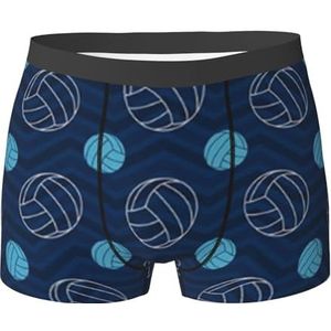 ZJYAGZX Blauwe boxershort voor heren met volleybalprint - comfortabele onderbroek voor heren, ademend, vochtafvoerend, Zwart, L