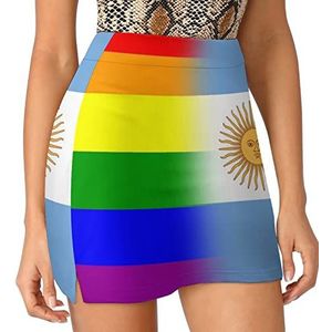 LGBT Pride Argentinië Vlag Dames Skorts Hoge Taille Tennisrok Gelaagde Korte Mini Rok Culottes Skorts Met Zakken M