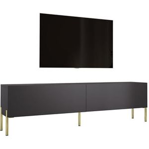 3E 3xE living.com TV-kast antraciet met poten in goud, A: B: 170 cm, H: 52 cm, D: 32 cm. TV-meubel, tv-tafel, tv-bank