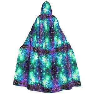 DEXNEL Groen Blauw Paars Galaxy 59 ""Hooded Cape Unisex Halloween Mantel Voor Duivel Heks Tovenaar Halloween Cosplay, Dress Up