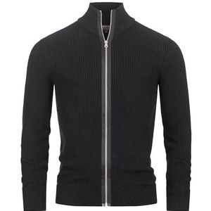 Indicode Heren Dodson Cardigan | Gebreid vest met opstaande kraag van katoen Black XL