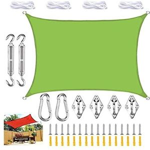 Rechthoekig Zonnezeil Waterdicht Anti 93% UV Waterbestendig Winddicht Polyester Met UV-bescherming For Tuin Patio Camping (Color : Green, Size : 4x5m)