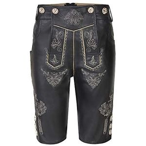 dirndloutlet Dames klederdrachtbroek lederhose incl. bretels % Sale%% fijne nappa met borduurwerk, zwart, zwart, 40