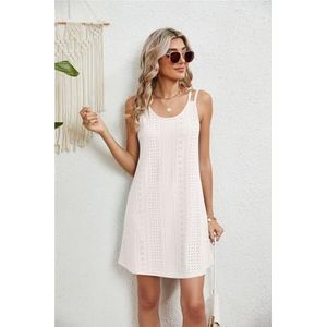 Dames badpak tanktops, hemdje met oogjes, zomerkleding, ronde hals, vloeiende shirts(White,XXL)