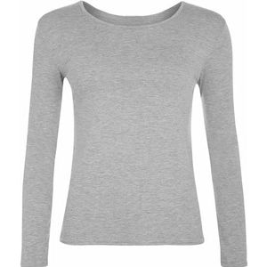 SXME MIGHT SAY Stijlvolle veelzijdige dames dames lange mouw ronde hals stretch effen casual T-shirt essentiële top blouse geassorteerde must-have in elke garderobe UK maten 8-26, Zilver, 42-44