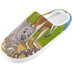 YOUJUNER Pantoffels van traagschuim voor dames, cartoon, kangoeroe, koala, huispantoffels, zacht, warm, gezellig, instappers, huisschoenen, pantoffels voor dames en heren, Meerkleurig, 5/6 UK Men/ 6/7