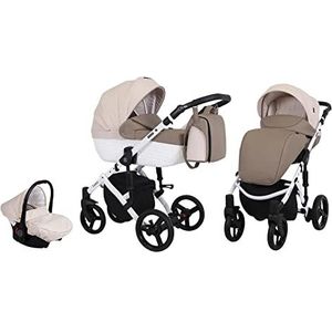 Lux4kids Cappucino Creme W03 Kinderwagen, 3-in-1, 2-in-1, Isofix, keuze uit verschillende kleuren, met babyzitje