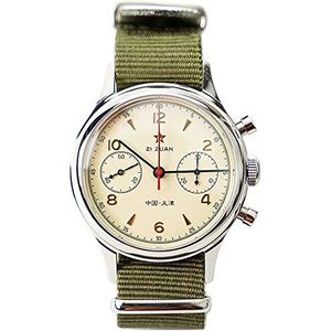 Seagull ST1901 Beweging Saffierkristal mannen Chronograaf Horloge 1963, Groen, 38mm, armband