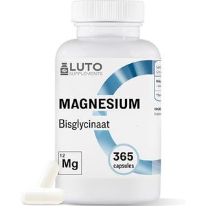 Magnesiumglycinaat – 365 capsules – 186 mg elementair magnesium per dagelijkse dosis – bisglycinaat/glycinaat – LUTO Supplements