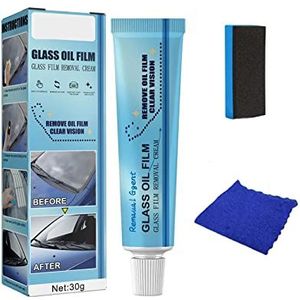 Car Glass Oil Film Cleaner, Glass Film Removal Cream, Water Spot Remover for Cars, Glass Oil Film Remover for Car (1 Set)