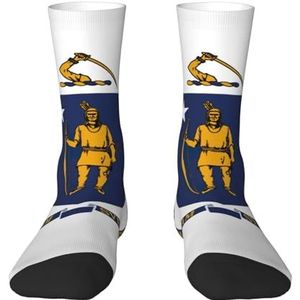 Evengigy Massachusetts State Flag Grappige Sokken Crazy Fashion Cool Gepersonaliseerde Zachte Crew Sokken voor Mannen Vrouwen Unisex, Wit, One size