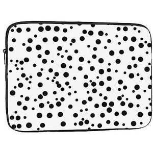 Zwart-witte polka dot draagbare laptopbinnenzak - gemaakt van Oxford-doek met hoge dichtheid, zakelijke kantoorbenodigdheden voor mannen en vrouwen. 40 cm