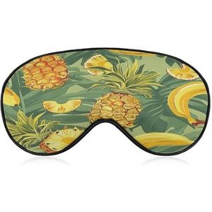 Slaapmasker, oogmasker voor dames en heren, oogmaskers voor slaap, ananas en banaan, bedrukt, voor reizen en slapen, lichtgewicht, verstelbare schouderbanden