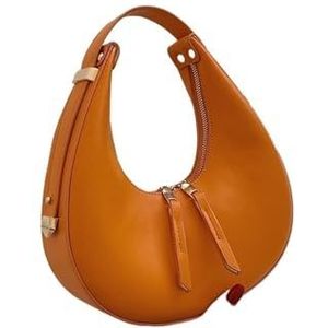 MZPOZB Onderarm Schoudertassen Vrouwen Halvemaanvormige Messenger Bag Purse Vrouwelijke Pu Lederen Handtas Clutch, Oranje, 24x12x7cm