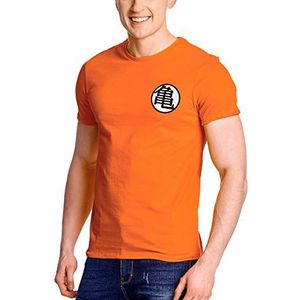 Dragon Ball Kaio Kame Symbool T-shirt voor heren, distressed katoen, oranje, Meerkleurig, M