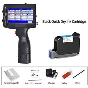 Draagbare Printer, Draagbare handheld inkjetprinter Productiedatum Barcode Label Codeermachine Batchnummer QR Permanent sneldrogend(Printer-Black Ink)