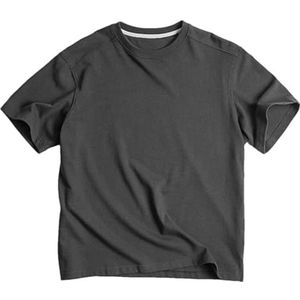 Mannen Vintage Heavy T-Shirt Zomer Katoen Ronde Hals Korte Mouw Tees Losse Solid Tops, Donker Grijs9, S