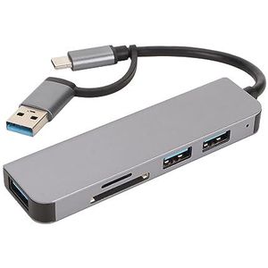 USB C Naar USB-hub, 5-in-1 USB3.0-hub met 3 USB-poorten, opslagkaart- en Geheugenkaartpoort, 5Gbps USB C-hub, USB-dockingstation voor10/8/8.1/7/Vista/XP/OS X