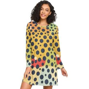 LI ZHI XIN Nachthemd voor dames, lange mouwen, nachthemd, nachthemden, slaapkleding, ronde hals, losse grote maten, nachtkleding, XXXL, luipaardprint, Meerkleurig, S