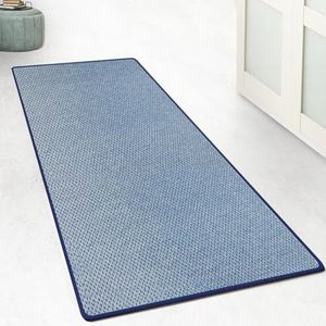 casa pura Keukentapijt, loper, 200 x 200 cm, voor keuken, hal, slaapkamer en woonkamer, bedmat, antislip en wasbaar, in sisal-look, haltapijt, per meter, op maat, blauw, calcutta