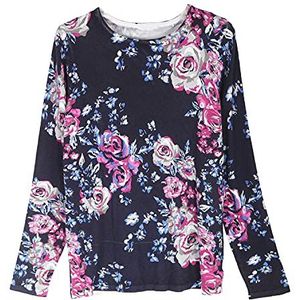 Dierouya Casual blouse met bloemenprint, lange mouwen, dames M, groen, Paars, L/XXL