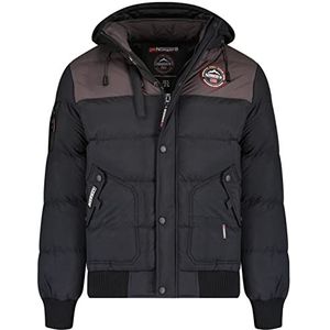 Geographical Norway Gewatteerde winterjas voor heren, gevoerde warme anorak, outdoor ski- en snowboardjas voor de winter/herfst, in bundel met UD-beanie, Volva Black, S
