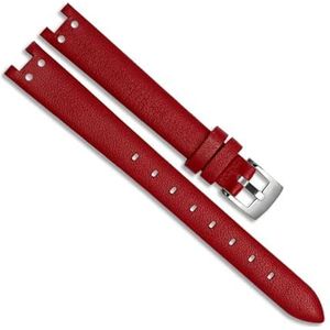 dayeer Echt lederen horlogeband voor Anne Klein Notch AK Girl Eenvoudige elegante riem Retro horlogeband met kleine wijzerplaat (Color : Red-steel, Size : 12mm)