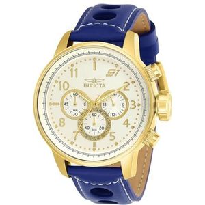 Invicta Heren Analoog Quartz Horloge met Lederen Band 24086, riem