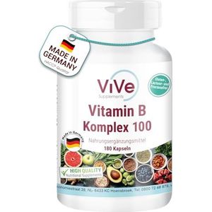 Vitamine B Complex - HOGE DOSIS - 120 Capsules - B 100 Complex Forte - VEGAN - Gemaakt in Duitsland