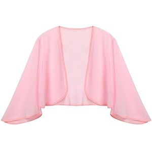 Bolero Dames Feestelijk,Dames Chiffon Bolero Haalt Zijn Schouders Op Cropped Tops Elegant Vest Met Korte Mouwen Open Voorkant Sheer Haalt Zijn Schouders Op Schouderjas Mantel Avondfeest Cover-Up Voo