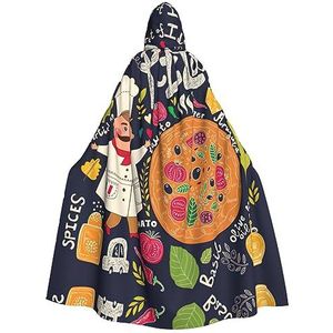 GAGALU Halloween Hooded Robe Mantel Chef Pizza Gedrukt Cosplay Kostuum Kerst Heks Vampier Mantel Voor Vrouwen Mannen