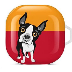 Boston Terrier Oordopjes Hoesje Compatibel met Samsung Hard Shell Beschermhoes Wit-Stijl