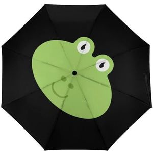 Groene Kikker Hoofd Mode Paraplu Voor Regen Compact Tri-Fold Reverse Folding Winddicht Reizen Paraplu Automatische