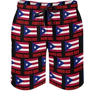 Pride of Puerto Rico Flag Zwembroek voor heren, bedrukte boardshorts, strandshorts, badmode, badpakken met zakken, L