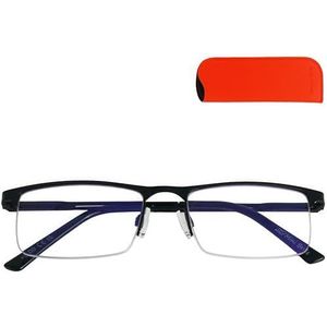 Mini Brille - Zwart - Leesbril - Blauwlichtfilter - Metalen Frame - Half Randloos