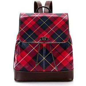 Gepersonaliseerde casual dagrugzak tas voor tiener reizen business college rood geruite patroon, Meerkleurig, 27x12.3x32cm, Rugzak Rugzakken