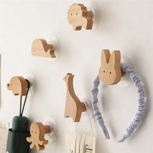 KGUDINZI Leuke muur houten haken kinderkamer dier haak muur sleutelhanger kapstok woondecoratie massief houten haak hanger keuken toegang 1 stuk (kleur: olifant)