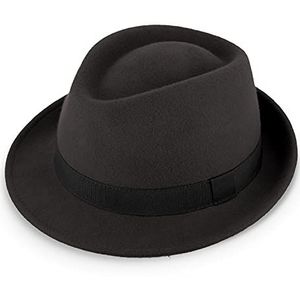 fiebig Miller Trilby Wolvilt hoed | Vilten hoed met ripsband in dezelfde kleur | Fedorahoed Made in Italy (57-M, Grijs)