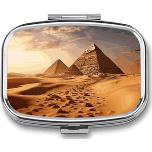 Piramide Afrika Woestijn Pillendoos Pil Case Leuke Pil Organizer Pil Houder Geneeskunde Pil Organizer Pil Container Dagelijkse Pil Organizer Kleine Pillendoos Pil Case voor Portemonnee Pocket