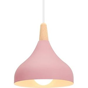 iDEGU Kroonluchter hanglamp retro hanglamp moderne druppelstijl hoed plafondlamp E27 metaal hanglamp voor slaapkamer eetkamer keuken Ø 20 cm (roze 1 stuk)