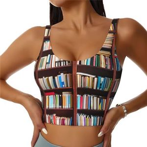 Boeken Print Comfortabele Vrouwen Sport Vest Yoga Workout Vest Voor Vrouwen Lichtgewicht Zomer, Zwart, S