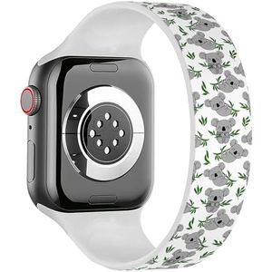 Solo Loop band compatibel met alle series Apple Watch 38/40/41mm (koala groene bladeren eucalyptus) rekbare siliconen band band accessoire, Siliconen, Geen edelsteen